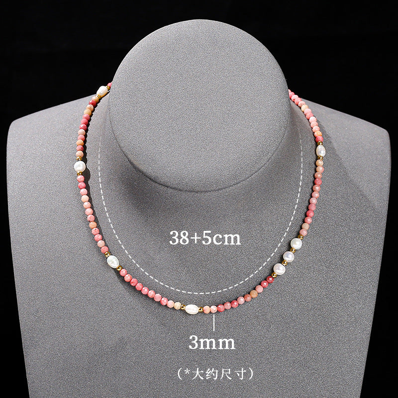 Cut Natural Redstone Baroque Pearl Necklace