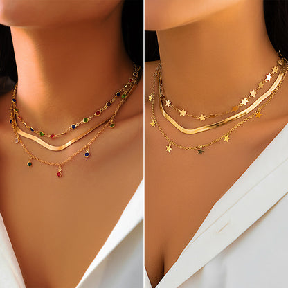 Crystal star collarbone necklace