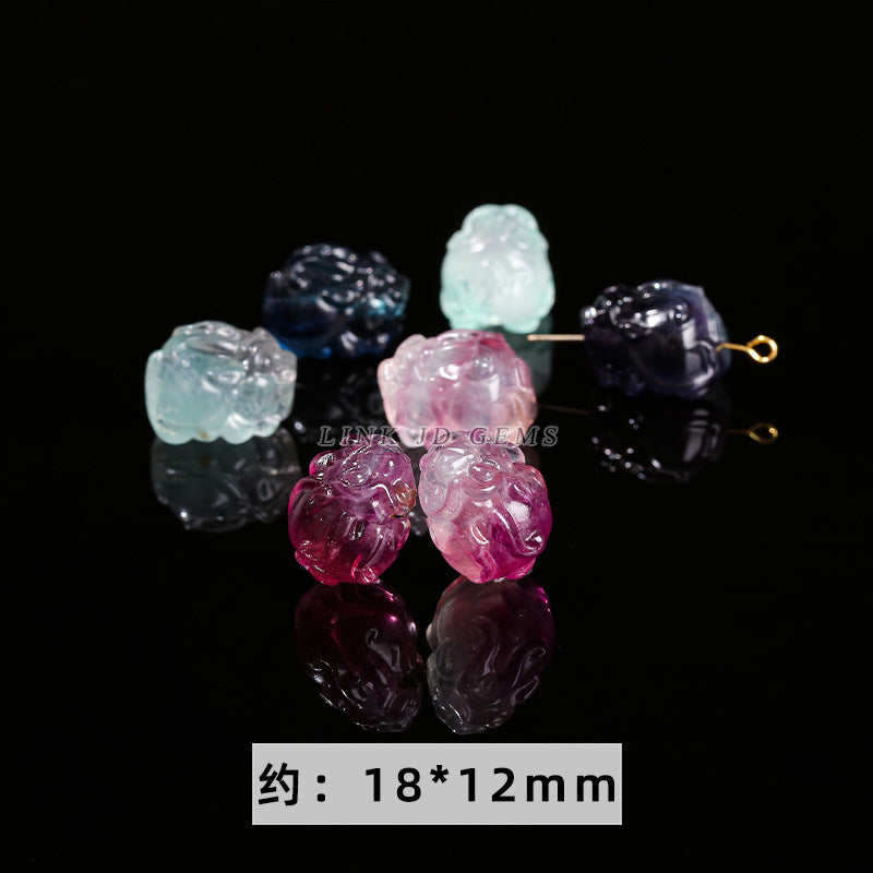 Natural color fluorite diamond pestle accessories crystal engraved pendant