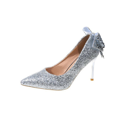 Bow crystal shoes women