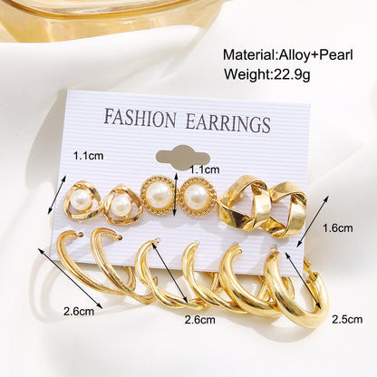 High-end earring set 6-piece set