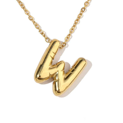 18k real gold titanium steel bubble letter pendant