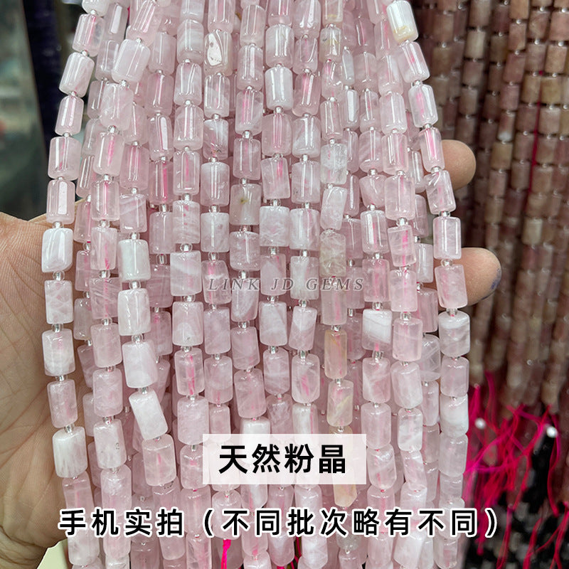 Natural stone crystal cut round tube beads loose beads