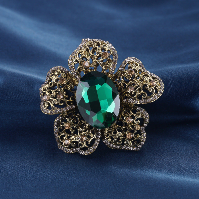 Crystal Flower Brooch