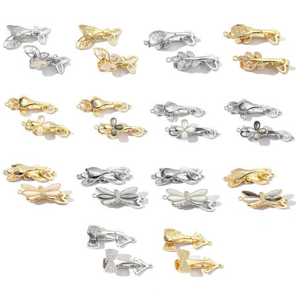 Flower shell copper zircon removable universal buckle