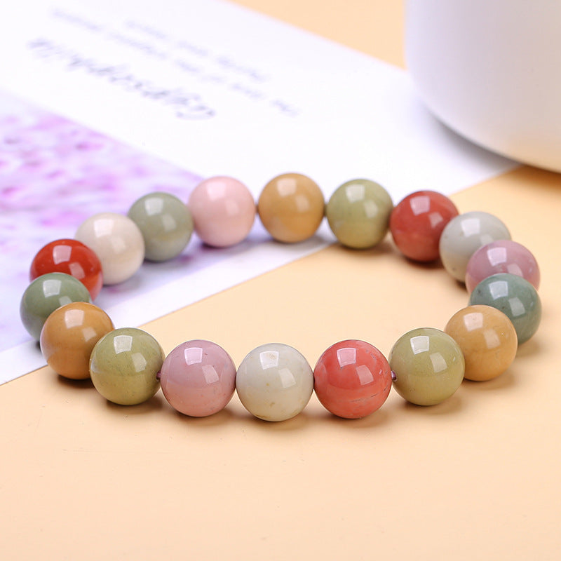 Natural oil painting Alxa agate round bead bracelet.