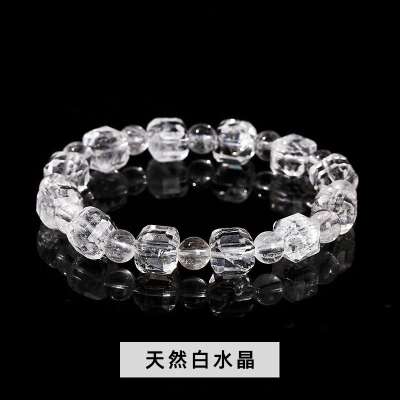 8Mm Natural White Crystal Sugar Cube Bracelet