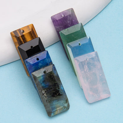 Crystal Square Rectangular Green Aventurine Pendant