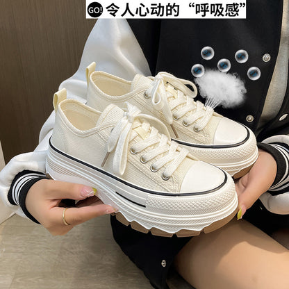 Thick-soled white shoes, breathable casual sports shoes