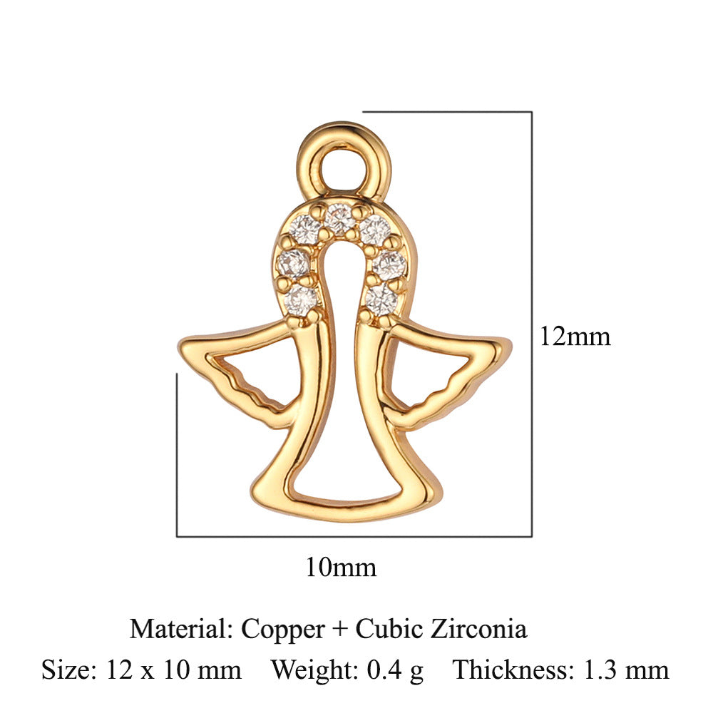 Cross butterfly copper zircon pendant.