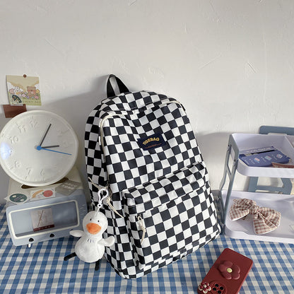 New plaid student schoolbag backpack