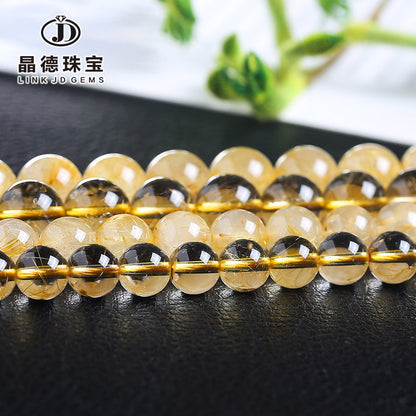 Gold hair crystal loose beads citrine DIY jewelry accessories bracelet beads