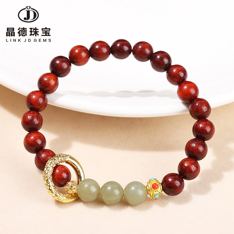 Honghuali sapphire round bead metal accessories running ring bracelet.