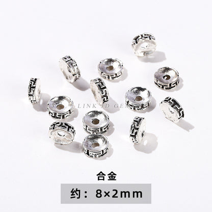 Tibetan silver zinc alloy disc with diamond bead spacer accessories