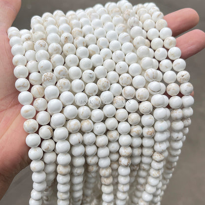 Natural white magnesite round beads turquoise loose beads