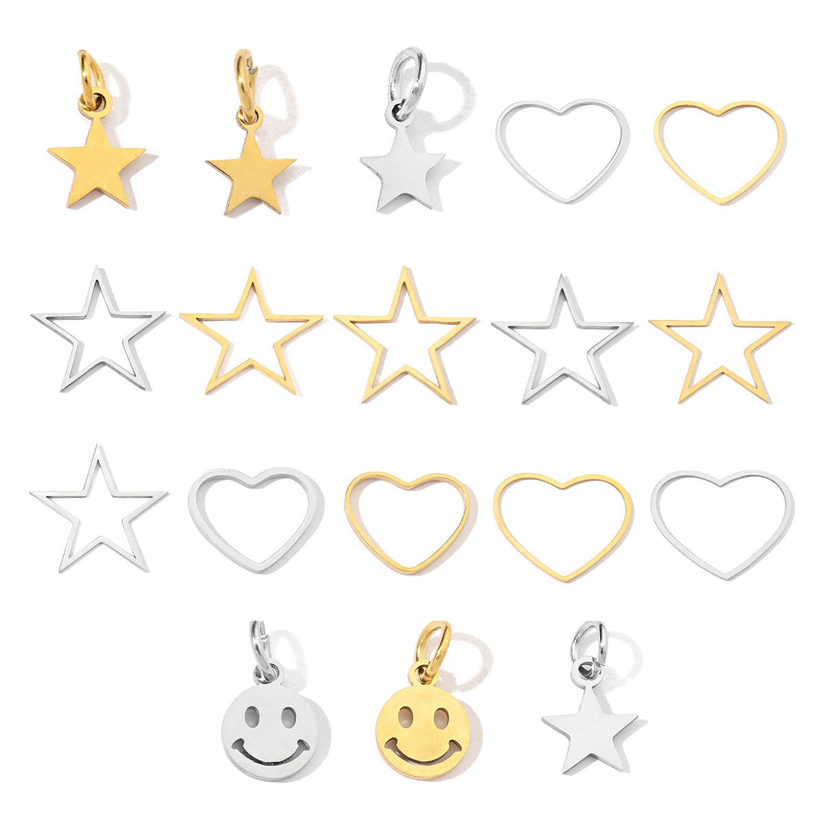 20 pcs/bag star love smiley face titanium steel DIY pendant