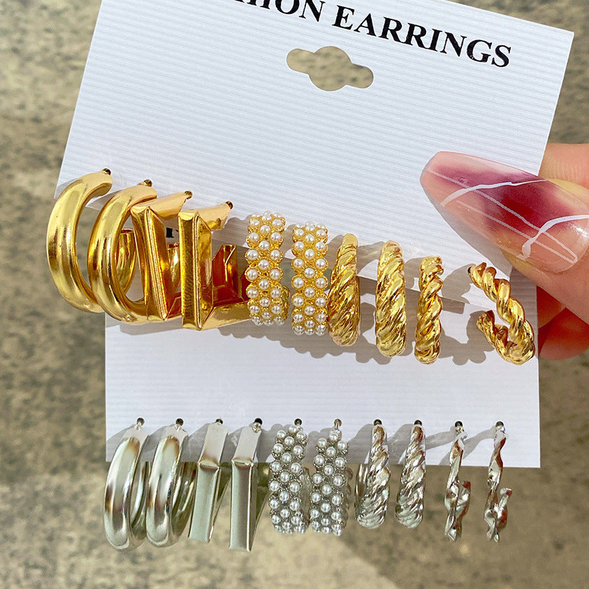 5-piece geometric earring set