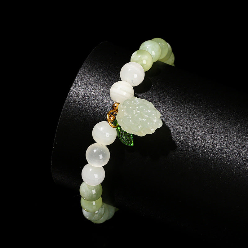 Natural green calcite green milk cover round bead bracelet