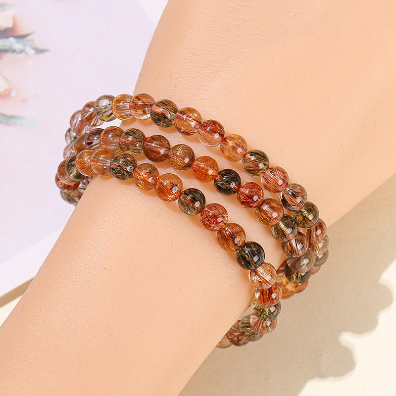 Natural ice transparent color hair crystal multi-ring bracelet