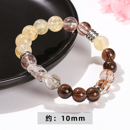 Natural Color Hair Crystal Citrine Mixed String Bracelet