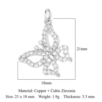 Butterfly Moon Rabbit Copper Zircon DIY Pendant