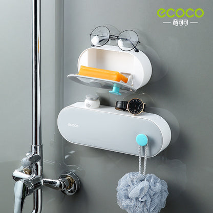 Wall-Mounted No-Drill Double-Drain Soap Dish