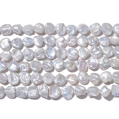 10Mm White Baroque Button Pearl Loose Beads