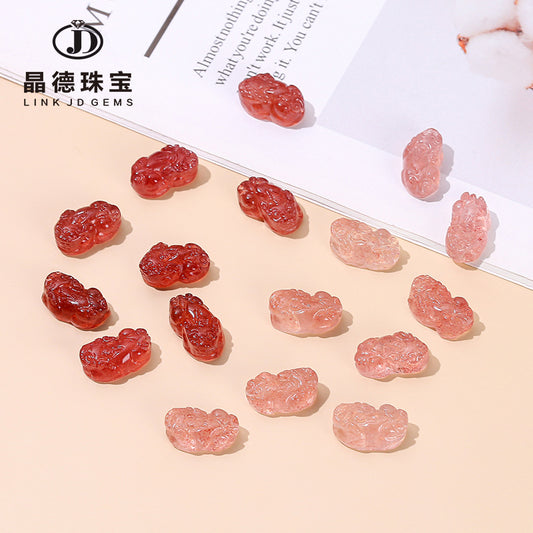 18 * 10Mm natural pigeon blood red strawberry crystal Pixiu Seiko engraving