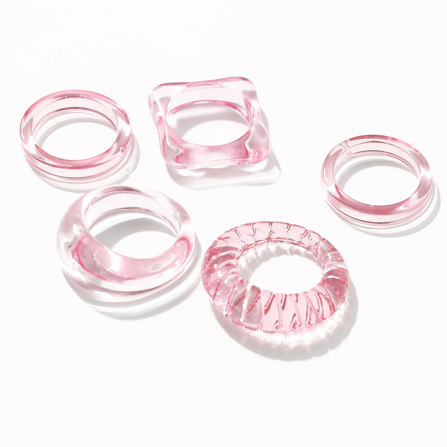 Ring set 5 pieces resin transparent