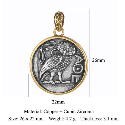 Copper zircon pendant ancient silver coin DIY accessories