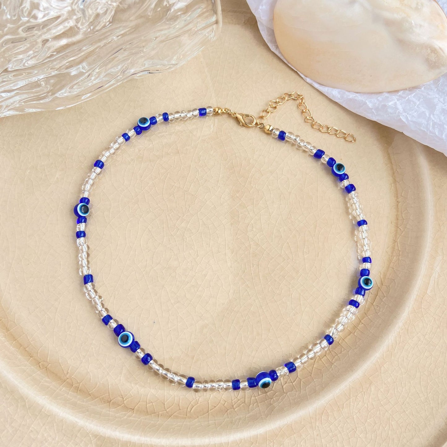 Colorful rice bead clavicle necklace