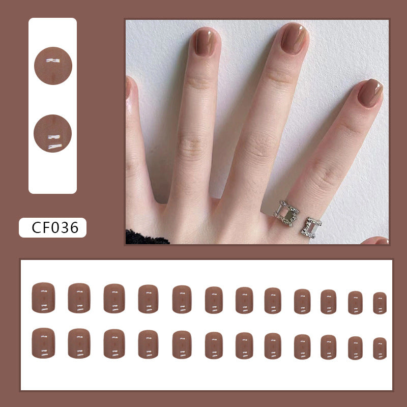 Caramel Color Minimalist Fake Nails