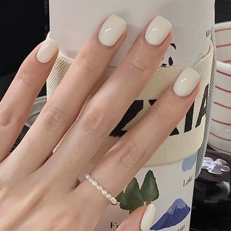 Cream Short Square Nails