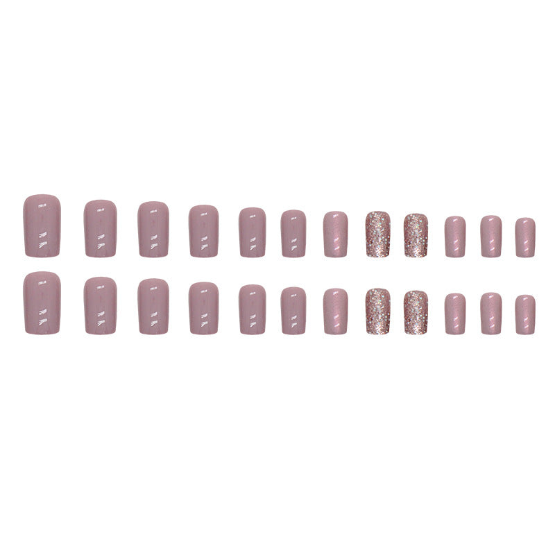 Sparkling Aurora Square Fake Nails 24 Pieces