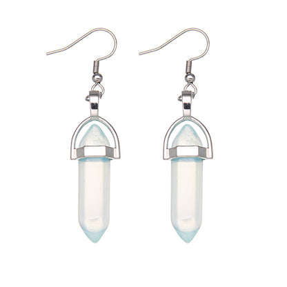 Crystal Hexagonal Column Pendant Stainless Steel Earrings