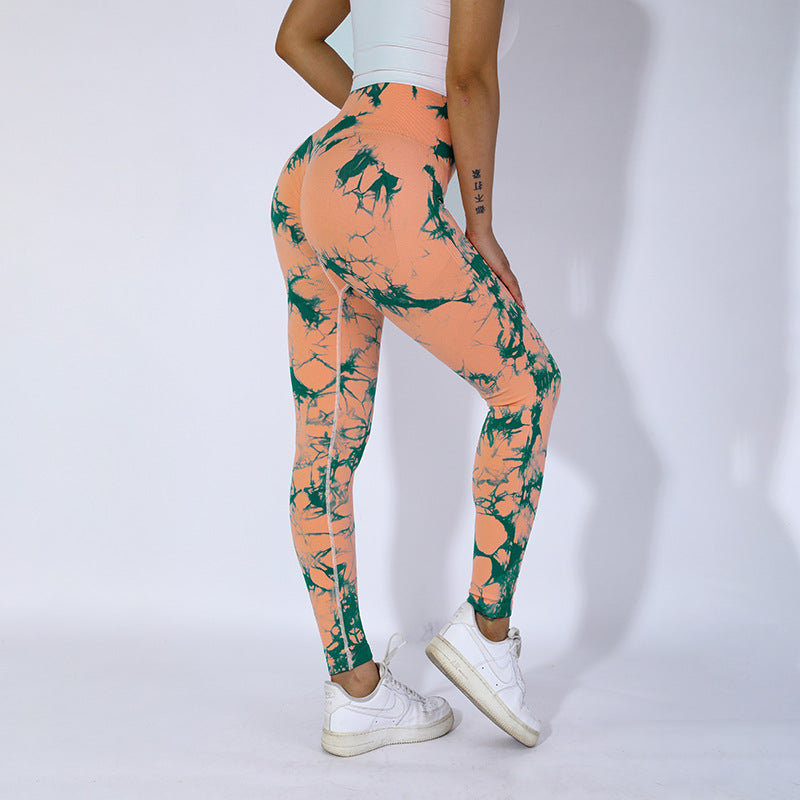 Tie-Dye High-Waist Butt-Lifting Sports Pants for Women