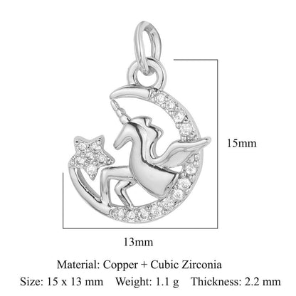 Butterfly Moon Rabbit Copper Zircon DIY Pendant