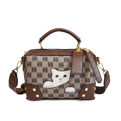 Printed Versatile PU Kitten Square Bag