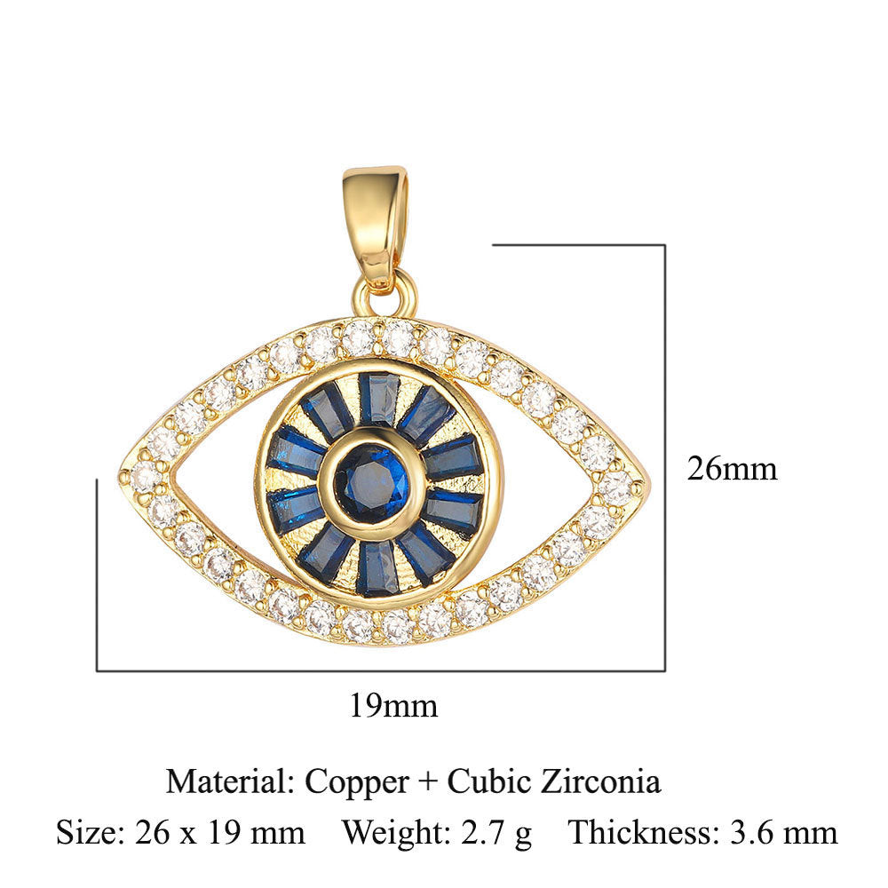 Copper zircon pendant evil eye blue eyes