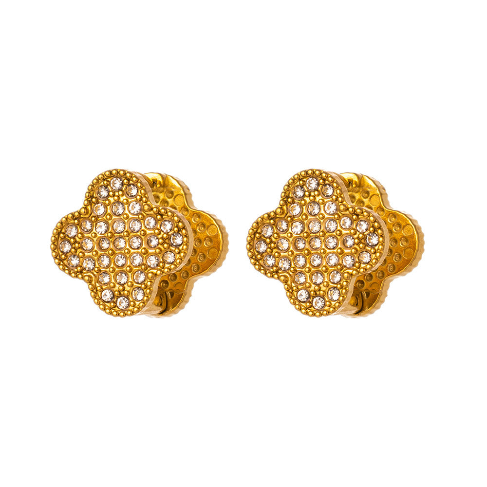 Clover Delicate 18K Gold Plated Double Sided Ear Clips