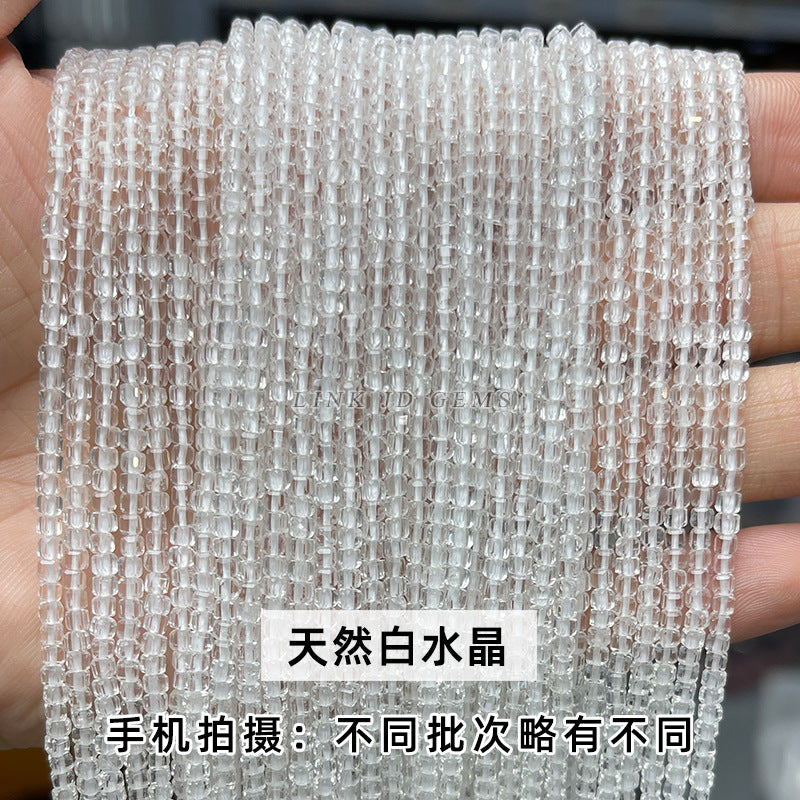 2Mm natural crystal cut sugar cube loose beads