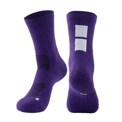 Adult Mid-Calf Gradient Basketball Socks Thick Sports Socks