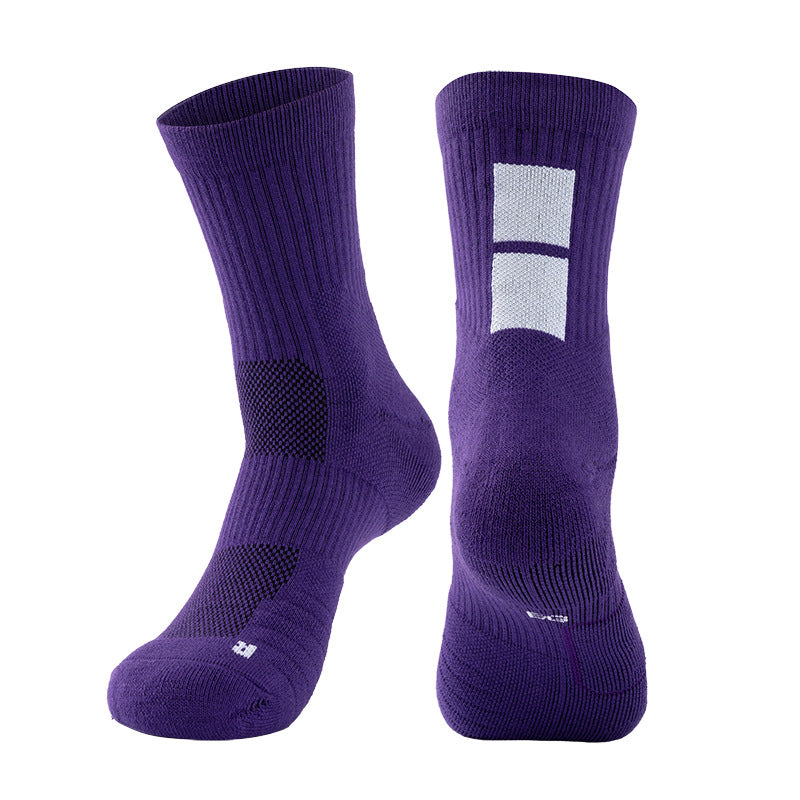 Mid-Length Basketball Socks Gradient Color Thick