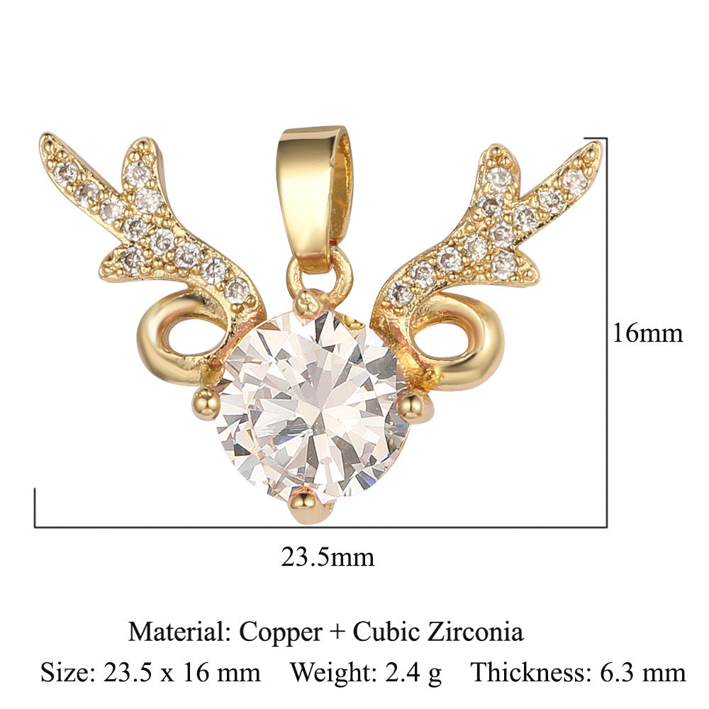 Copper zircon butterfly deer crystal pendant