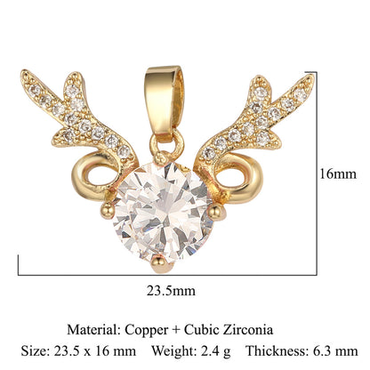 Copper zircon butterfly deer crystal pendant