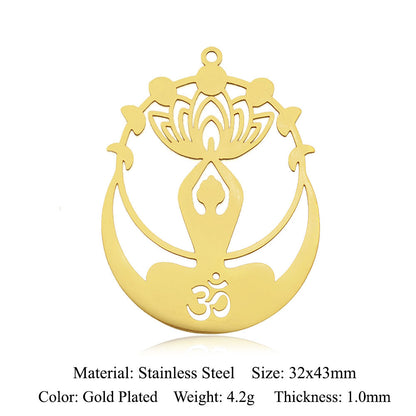 5 pcs/pack Lotus titanium steel pendant yoga pendant