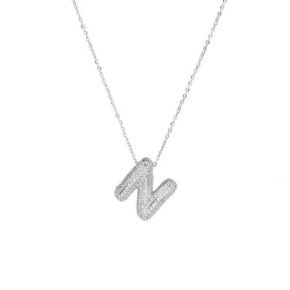 A-Z Copper Zircon Letter Necklace Pendant