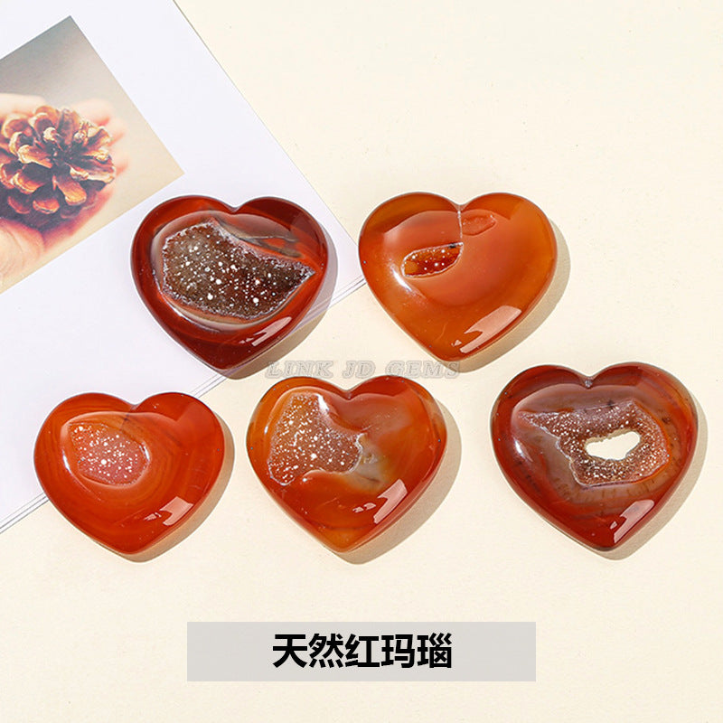 Natural agate crystal hole star moon love shaped loose beads