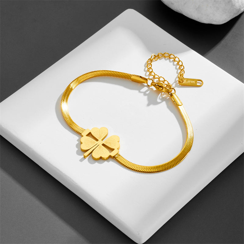 Lucky Clover Stainless Steel Bracelet