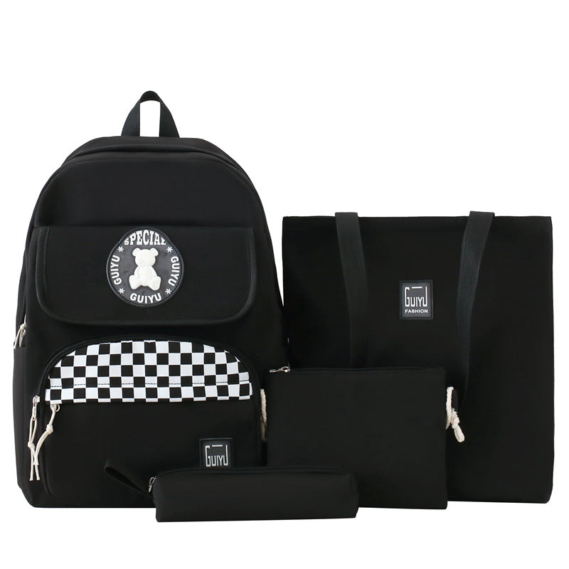 Schoolbag, four-piece backpack